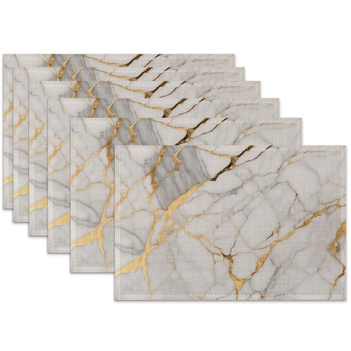 Placemats set white gold - set, of