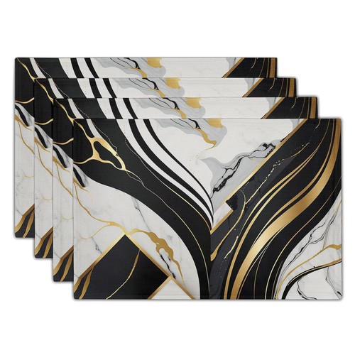 Black and white placemats set - black,