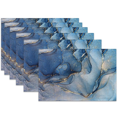 Blue gold marble placemats - marble, set