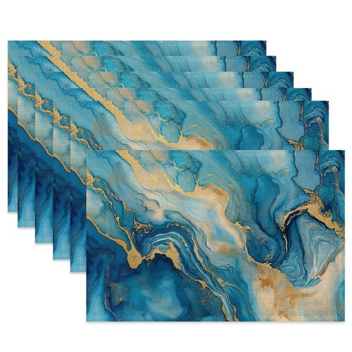 Blue gold marble table - blue,