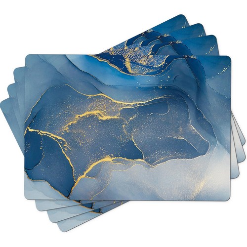 Marble placemats set - marble, blue