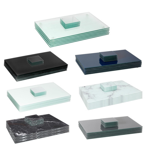 12pc rectangle glass placemats - rectangle,