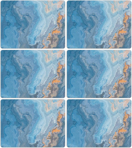 Marble placemats set blue - marble, 6