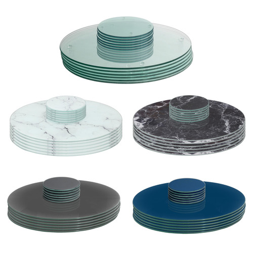 12pc round glass - round, placemats