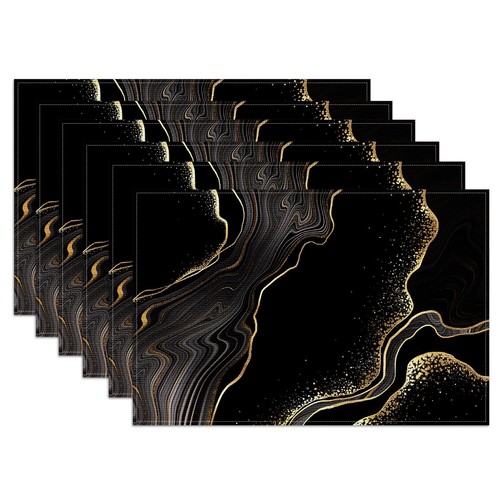 Black gold marble - marble, placemats