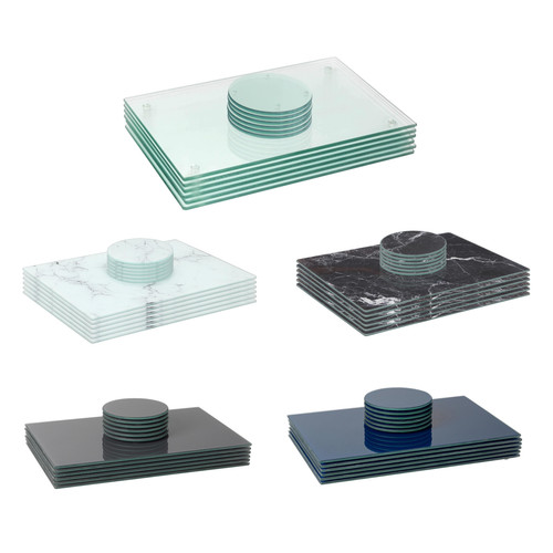 12pc glass placemats round - placemats,