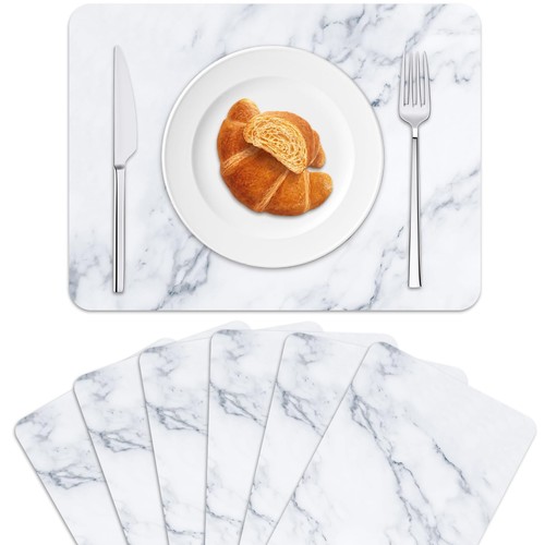 Marble plastic table mats - mats, set