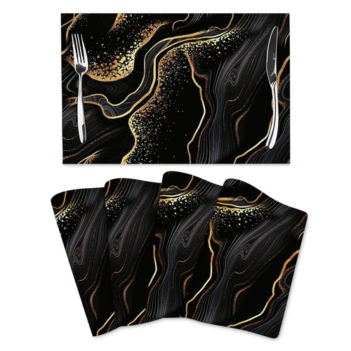 Black gold marble texture - black,