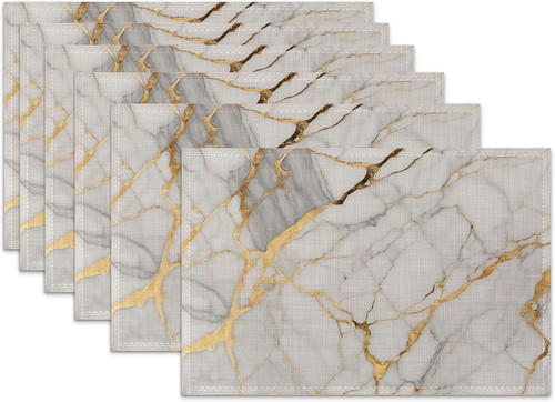 Placemats set white gold - set, 6,white