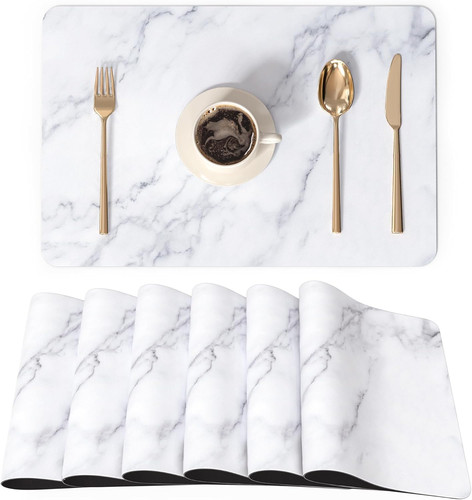 Leather placemats set 6 - leather, of